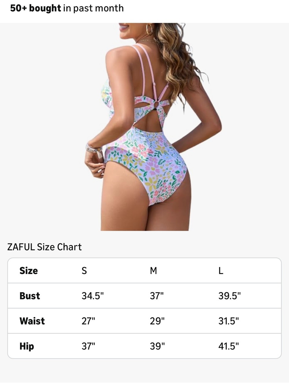 Zaful Pink Floral One-Piece Swimsuit with Double Straps - Picture 5 of 12
